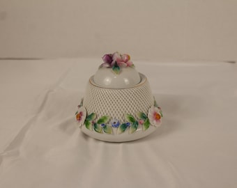 vintage porcelain sugar bowl with lid