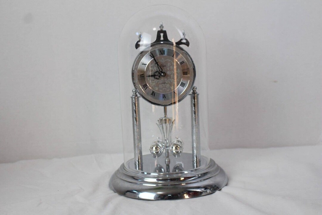 Elgin Silver Glass Dome Clock Etsy