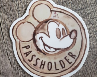 Coffee Stain Disney Passholder Sticker/Magnet