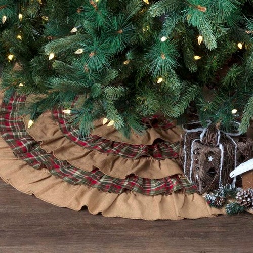 Burlap And Plaid Tree Skirt 