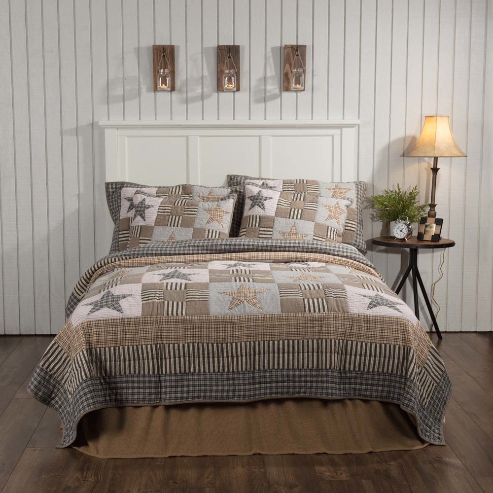 King Ashmont Ninepatch Primitive Quilt Etsy