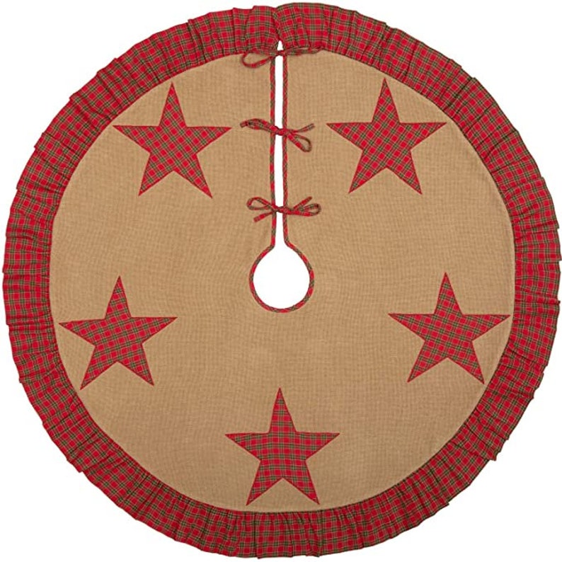 Forreston Plaid Star 50 Tree Skirt Diameter Tan Etsy