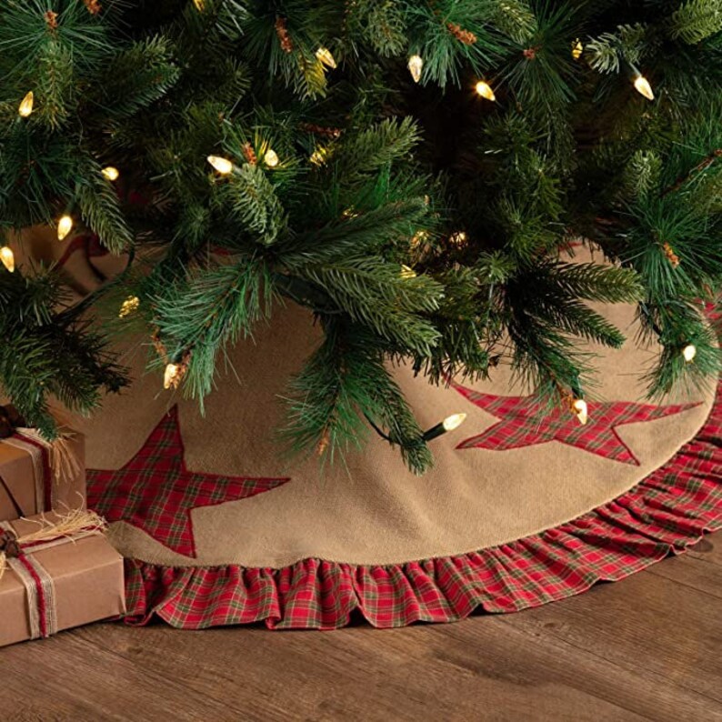 Forreston Plaid Star 50 Tree Skirt Diameter Tan Etsy