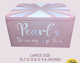 Dressing Up Box Personalised Wooden CHOOSE YOUR COLOURS Dress Up Costumes Roleplay Memory Painted Wooden Unique Custom Birthday Christmas