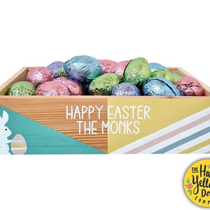 Easter Tray Personalised Crate CHOOSE YOUR COLOURS Wooden Egg Hunt Decor Decorations Hamper Hand Painted Children Kids Easter Gift Favours