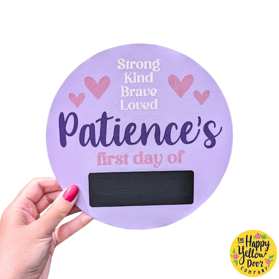 School Photo Sign Personalised First Day Plaque CHOOSE YOUR COLOURS Positive Affirmations Starting Celebrate Primary Wooden Circle Children