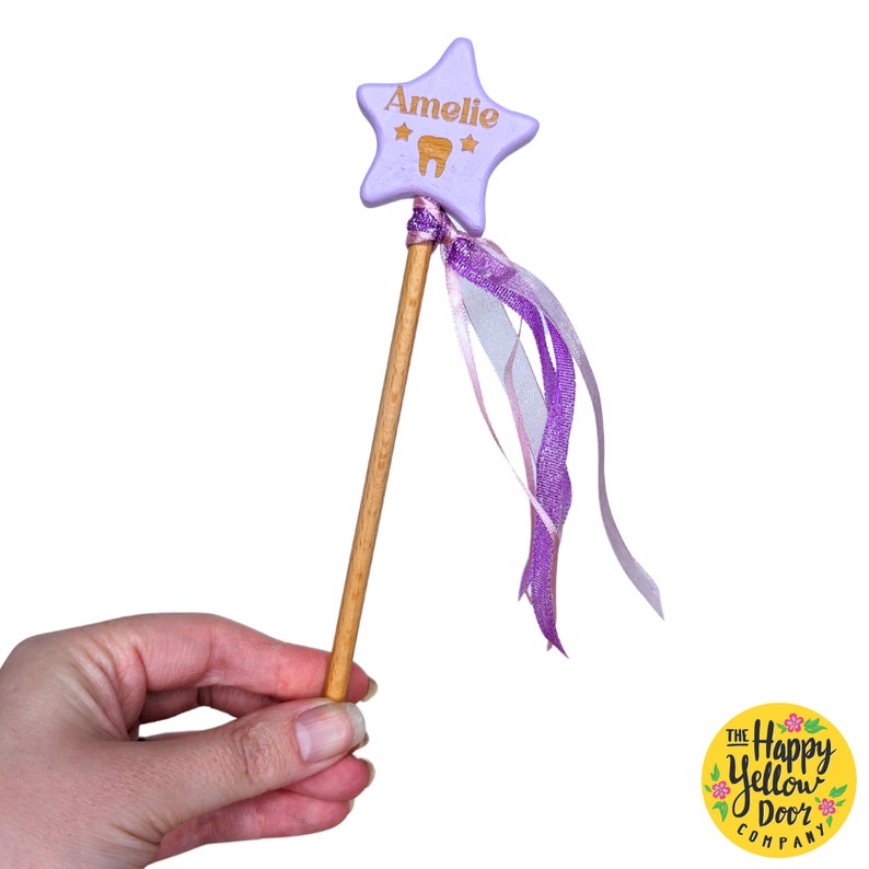 Personalised Tooth Fairy Bundle CHOOSE YOUR COLOURS Teeth Box, Certificate, Wand, Twinkly Teeth Award Badge & Stop Here Tooth Fairy Sign Wand ONLY