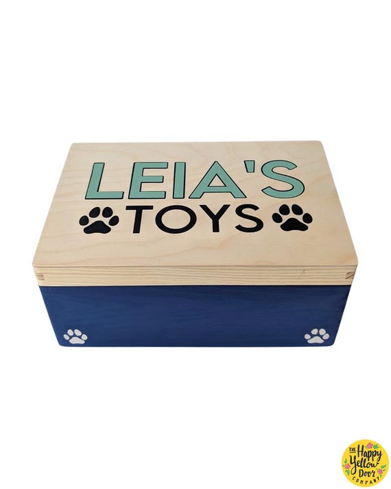 Pet Storage Lidded Box Personalised CHOOSE YOUR COLOURS Wooden Snacks Toy Box Dog Cat Box Toys Medicine Food Puppy Kitten Paw Print