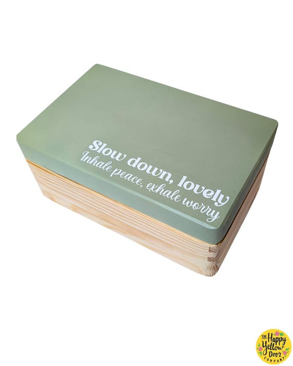 Personalised Self Care Box CHOOSE YOUR COLOURS Painted Wooden Wellness Gift with Lid, Custom Text, Mindfulness, Mental Health Gift for Her