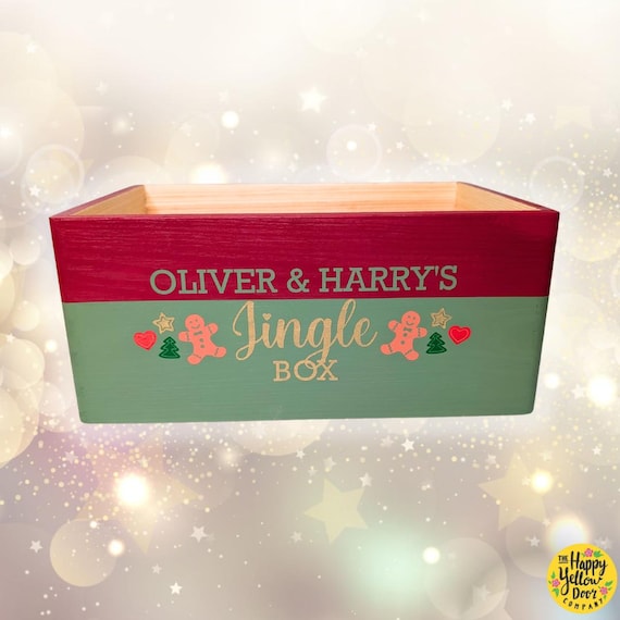 Christmas Jingle Box Eve Crate Hamper Personalised CHOOSE YOUR COLOURS Family Tradition Special Painted Wooden Xmas Children Kids Present