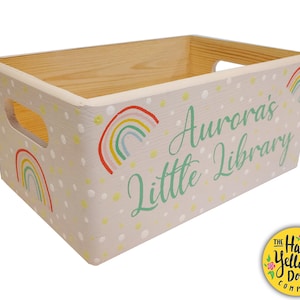 Rainbow Little Library Book Box Personalised CHOOSE YOUR COLOURS Storytime Storage Painted Wooden Custom Birthday Baby Shower Teacher gift