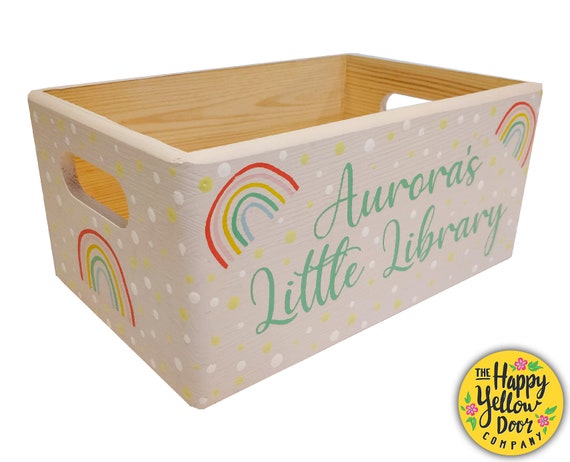 Rainbow Little Library Book Box Personalised CHOOSE YOUR COLOURS Storytime Storage Painted Wooden Custom Birthday Baby Shower Teacher gift