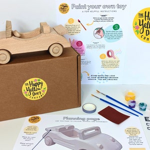 Paint Your Own Wooden Convertible Car Toy Personalised CHOOSE COLOURS DIY Craft Art Kit Model for Kids Children Gift Set Make Your Own