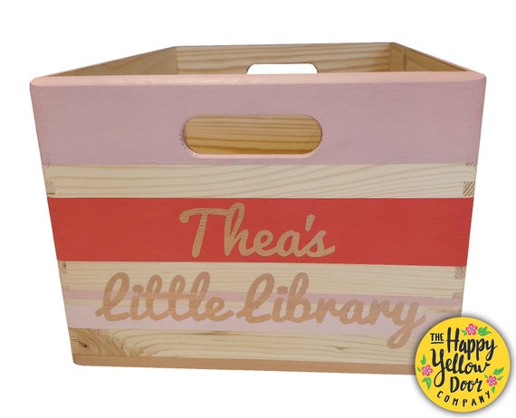Book Storage Box Personalised Bookcase Crate Nook CHOOSE YOUR COLOURS Story Library Dr Seuss Quote Painted Wooden Nursery Gift Children Kids
