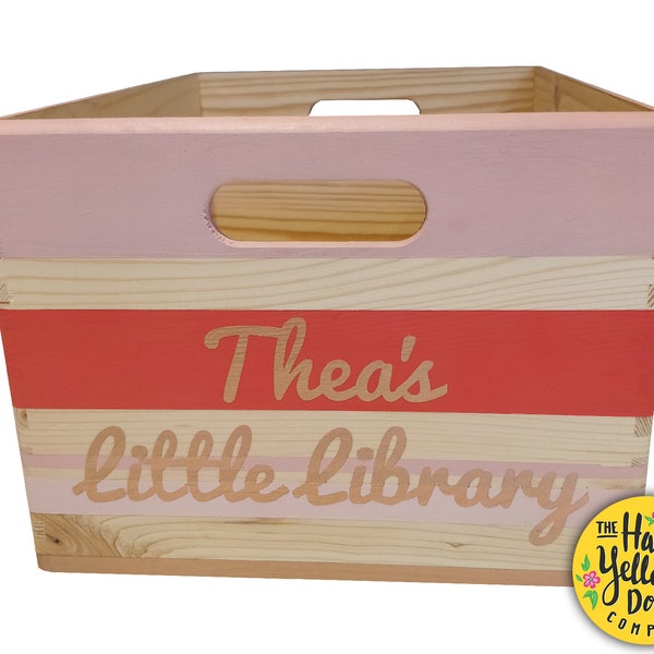 Book Storage Box Personalised Bookcase Crate Nook CHOOSE YOUR COLOURS Story Library Dr Seuss Quote Painted Wooden Nursery Gift Children Kids