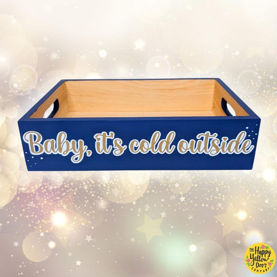 Christmas Drink Tray Wooden Drinks Snack Baby it's cold outside Personalised CHOOSE YOUR COLOURS Gift for couples First xmas together