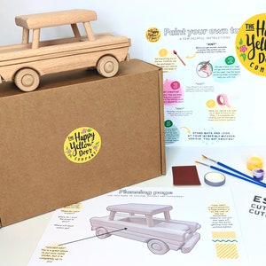 Paint Your Own Classic Car Wooden Toy Personalised CHOOSE COLOURS DIY Craft Art Kit Model for Kids Children Gift Set Make Your Own Trabant