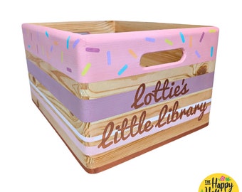 Personalised Ice Cream Sprinkles Book Box, Hand-Painted Pastel Storage Crate
