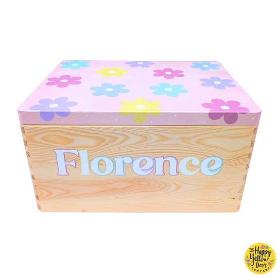 Keepsake Box Personalised Pastel Flowers CHOOSE YOUR COLOURS Storage Memory Hand Painted Hairbands Girl Gift Bedroom Decor Cute Pretty