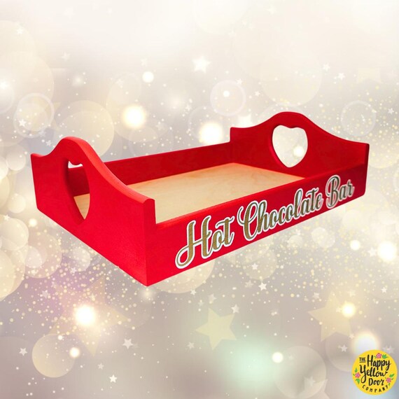 Hot Chocolate Bar Christmas Drink Tray Wooden Drinks Snack Personalised CHOOSE YOUR COLOURS Vintage Advent Activity box Tradition Xmas