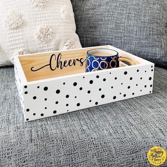 Personalised Spotty Wooden Tray CHOOSE YOUR COLOURS Home Display Coffee Table Decoration Minimalist Keepsake Painted Neutral Decor Gift