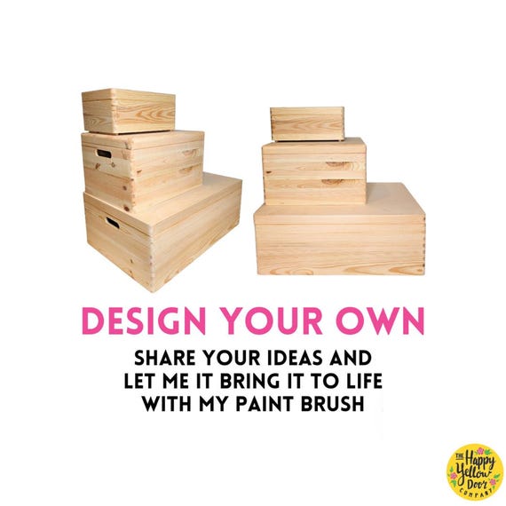 Custom Order Design Your Own Wooden Storage Box CHOOSE YOUR COLOURS Lidded box Memory Dressing Up Toy Hand Painted Heirloom Gift Special