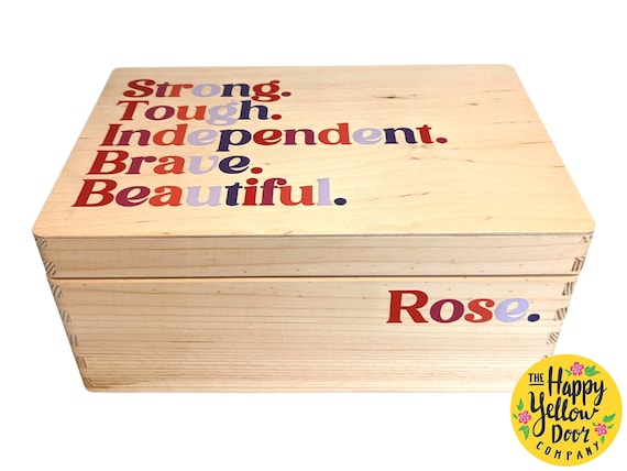 Positive Affirmations Memory Box Personalised CHOOSE YOUR COLOURS Confidence Worry Box Special Gift Words Painted Wooden Storage Children