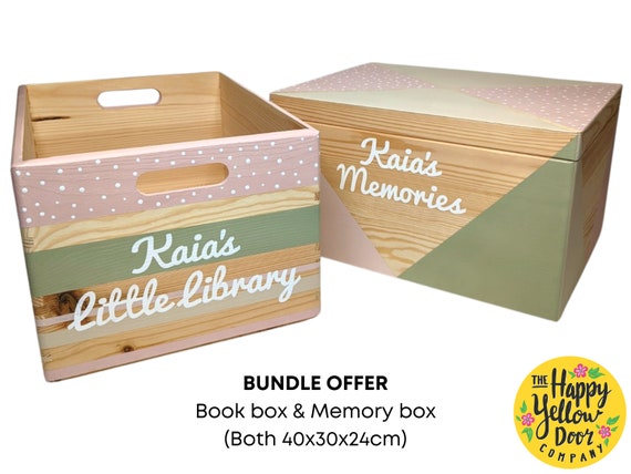 Memory Box Little Library Bundle Matching Storage Personalised CHOOSE YOUR COLOURS Dressing Up Costumes Nursery Birthday Christmas