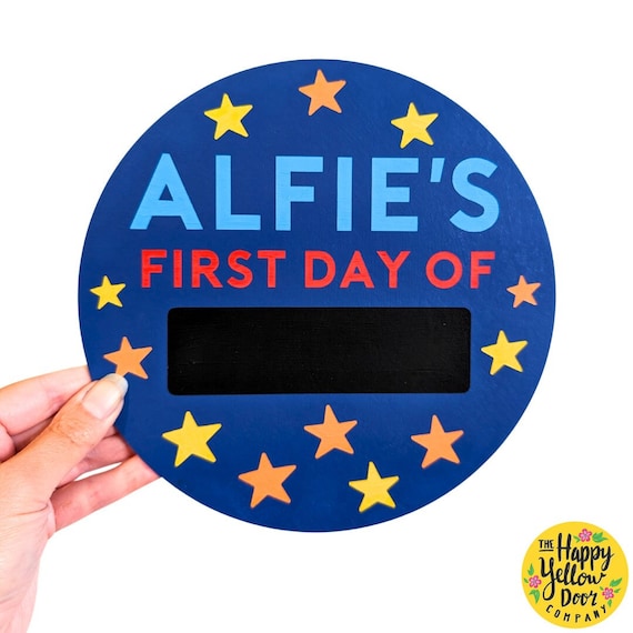 School Gift Blackboard Class, First Day of School Photo Sign, Personalised Plaque CHOOSE YOUR COLOURS Blackboard Stars Starting Celebrate
