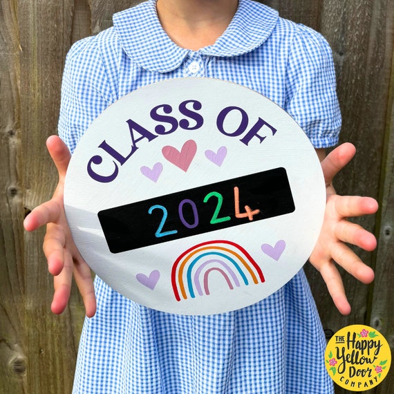 First Day of School Gift Blackboard Class of School Photo Sign Personalised Plaque CHOOSE YOUR COLOURS Blackboard Rainbow Starting Celebrate