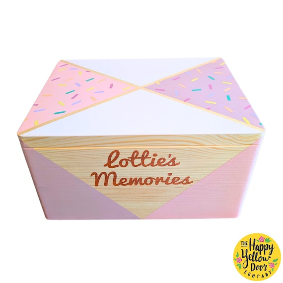 Sprinkles Memory Box Personalised Pastel Colours Wooden CHOOSE YOUR COLOURS Ice Cream Design Hand Painted Wooden Custom Birthday Christmas