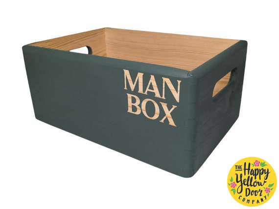 Man Box Father's Day Gift CHOOSE YOUR COLOURS Dad box Organiser Present for man Phone Keys Wallet Tablet Wooden crate Charger Hand Painted