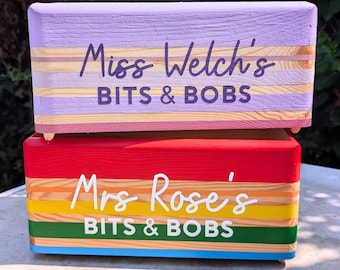 Personalised Hand-Painted Wooden Book Box, Custom Colors