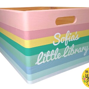 Pastel Rainbow Story Box Book Personalised CHOOSE YOUR COLOURS Painted Wooden Custom Book Storage Birthday Special Gift for Children Kids