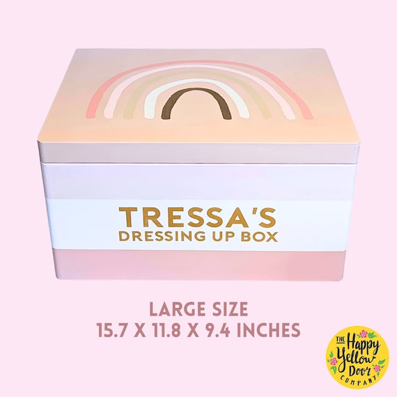 Rainbow Dressing Up Box Personalised CHOOSE YOUR COLOURS Dress Up Costumes Chest Roleplay Memory Painted Wooden Storage Custom Birthday