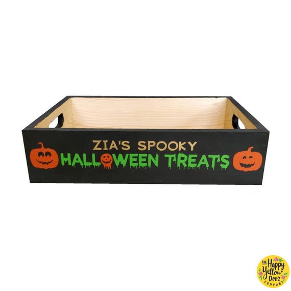 Halloween Treats Tray Personalised Wooden CHOOSE YOUR COLOURS Trick or Treat Spooky Styled Home Display Decor Minimalist Painted Custom