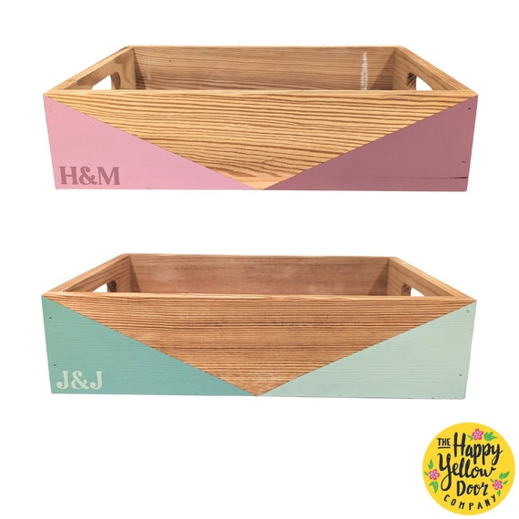 Personalised Wooden Tray CHOOSE YOUR COLOURS Pine Home Display Keepsake Hand Painted Storage Bathroom Kitchen Nursery Bedroom Organise Tidy