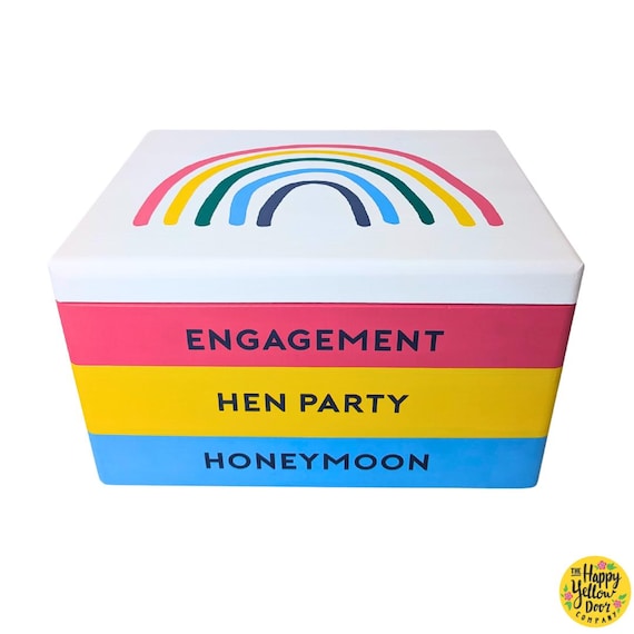 Engagement Hen Party Honeymoon Memory Box Personalised CHOOSE YOUR COLOURS and Text, Hand Painted Special Gift, Keepsake, Bride, Bridesmaid