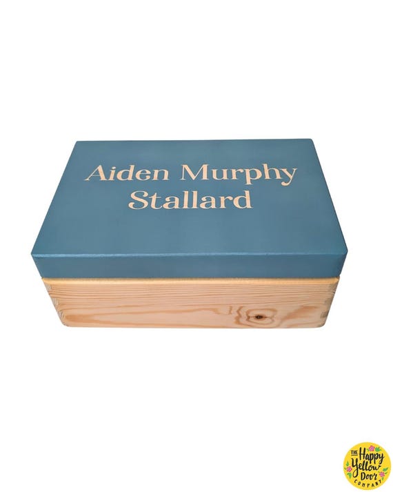 Personalised Memory Box CHOOSE YOUR COLOURS Named keepsake, Office, Gift for Dad, Painted Wooden Box with Lid, Initials, Gift for Him