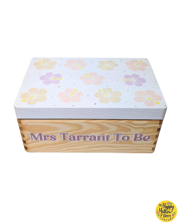Personalised Keepsake Box Pastel Tropical Flowers CHOOSE YOUR COLOURS Storage Memory Painted Wedding Gift Hen Party Bride to be Wife to be