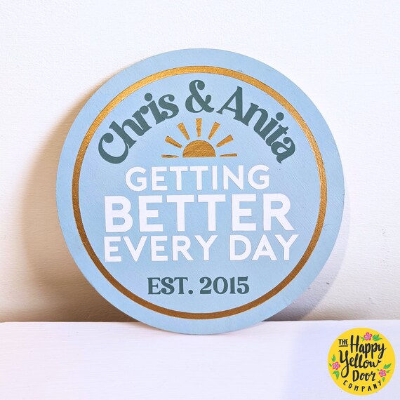 Personalised Sign For Couple Wedding Gift CHOOSE YOUR COLOURS Custom Anniversary Date Est Established Sign Wooden Circle Plaque Housewarming