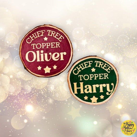 Chief Tree Topper Badge Wood slice CHOOSE YOUR COLOURS Adult Children Gift Stocking Filler Advent Xmas Eve box Safety Clasp Wood Slice