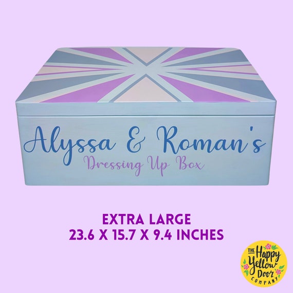 Dressing Up Box Personalised Wooden CHOOSE YOUR COLOURS Dress Up Costumes Roleplay Memory Painted Wooden Unique Custom Birthday Christmas