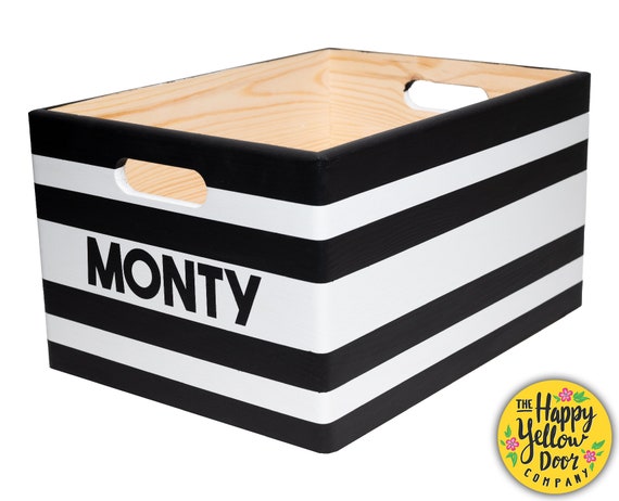 Pet Storage Crate Personalise CHOOSE YOUR COLOURS Animal Dog Puppy Cat Kitten Lead Ball Box Hand Painted Wooden Custom Gift