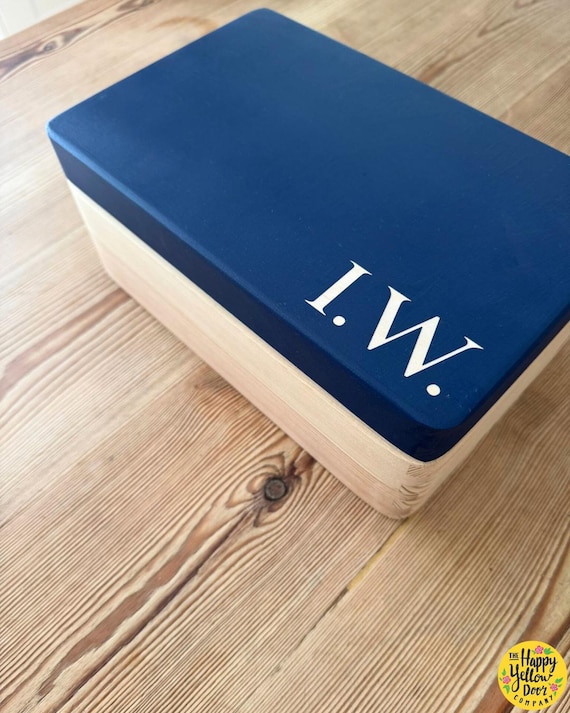 Personalised Father's Day Box CHOOSE YOUR COLOURS Man cave, Office, Gift for Dad, Painted Wooden Male Gift with Lid, Initials, Gift for Him