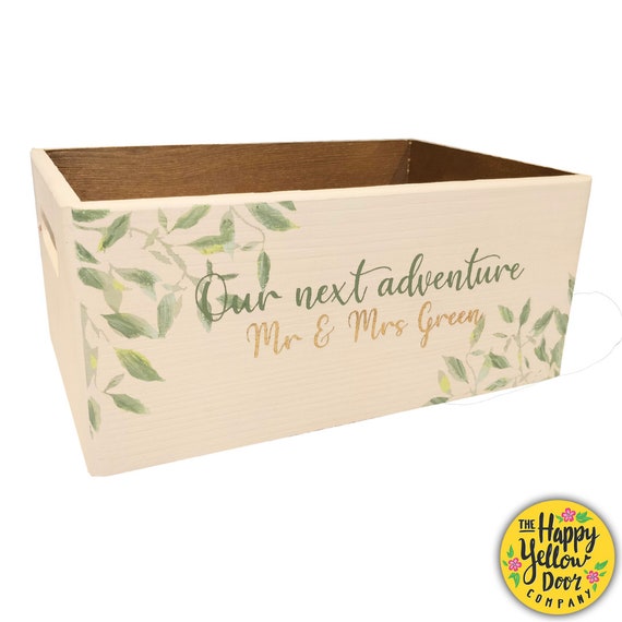 Wedding Storage Crate Personalise Card Box CHOOSE YOUR COLOURS Our Next Adventure Cards Memory Favours Gift for Bride Groom Big Day Unique