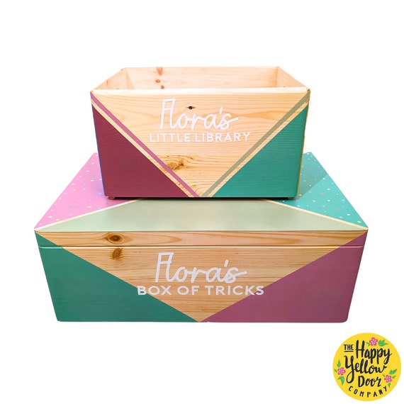 Storage Bundle Matching Wooden Memory Box Little Library Personalised CHOOSE YOUR COLOURS Dressing Up Costumes Nursery Birthday Christmas
