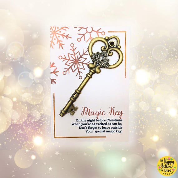 Christmas Magic Key for Santa, No Chimney Special Father Christmas, Antique Bronze Metal, Eve Box Accessory, Xmas Keepsake Traditions Advent