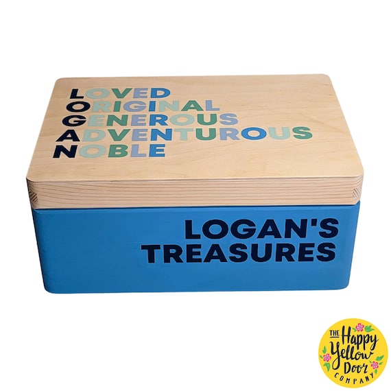 Acrostic Poem Memory Box Personalised CHOOSE YOUR COLOURS Special Gift Words Affirmation Painted Wooden Storage Children Adjectives