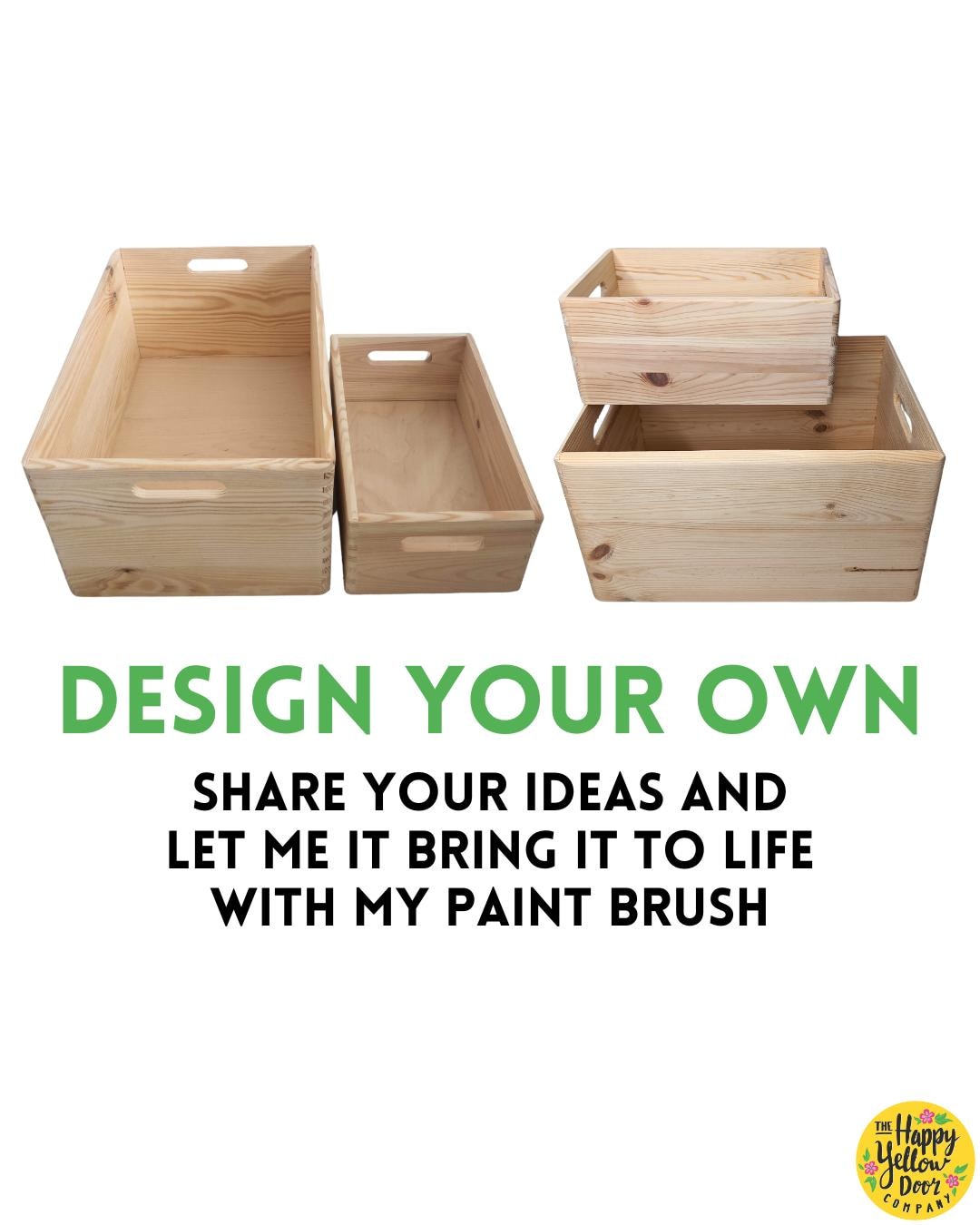 Custom Hand Painted Wooden Storage Crate: Design Your Own Colours - Etsy
